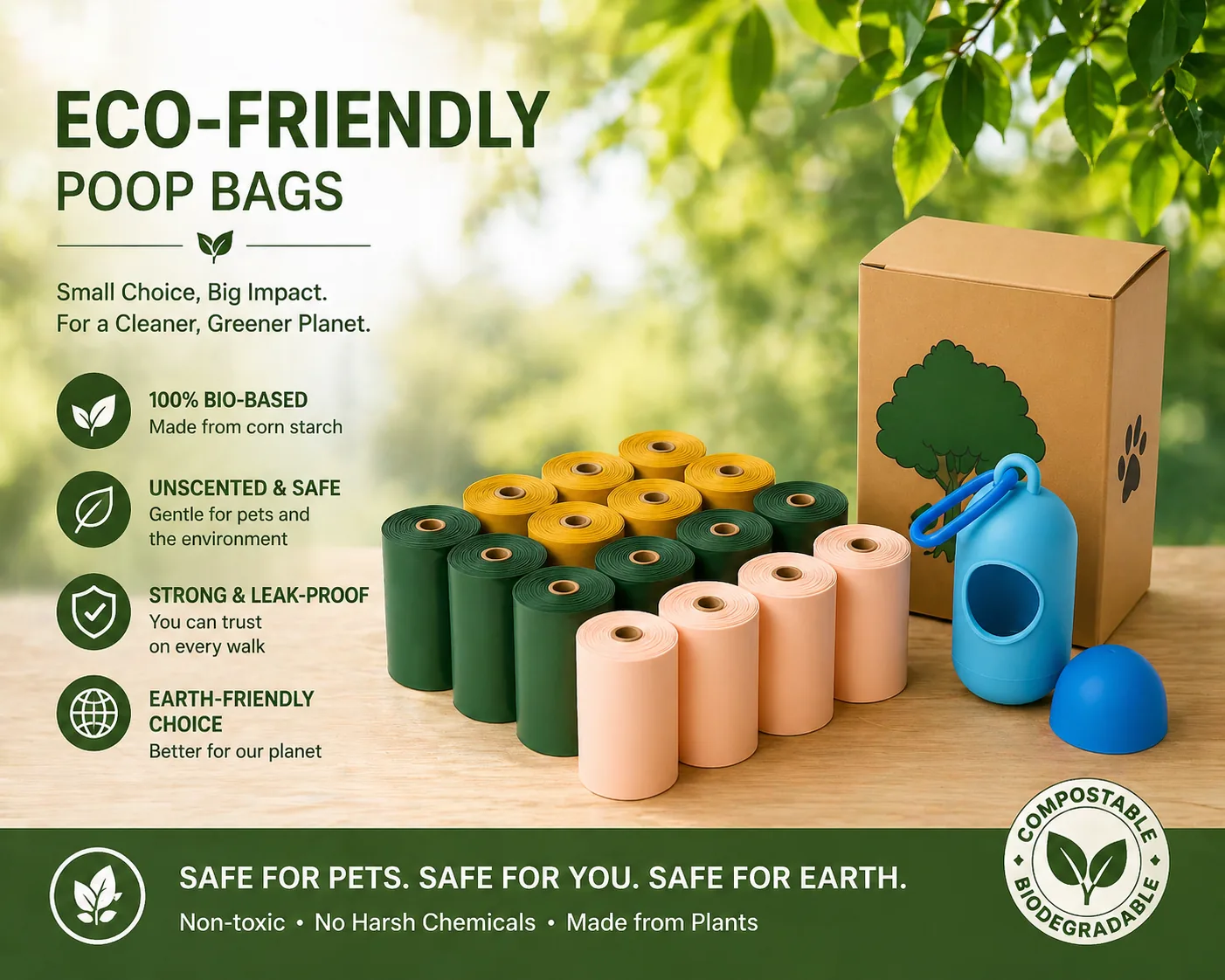 Eco-friendly poop bag retail specification graphic